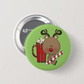 Rudy Reindeer met Cacao Ronde Button 5,7 Cm (Voorkant /achterkant)