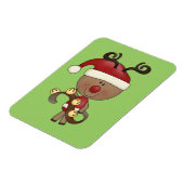 Rudy Reindeer met Klokken Magneet (Linkerzijde)