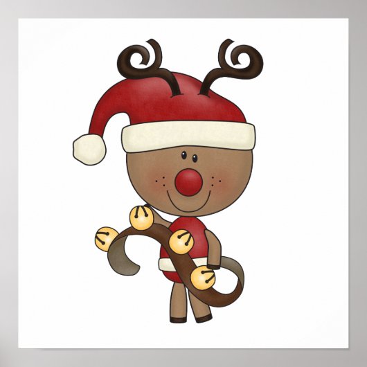 Rudy Reindeer met Klokken Poster (Voorkant)