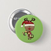 Rudy Reindeer met Klokken Ronde Button 5,7 Cm (Voorkant /achterkant)