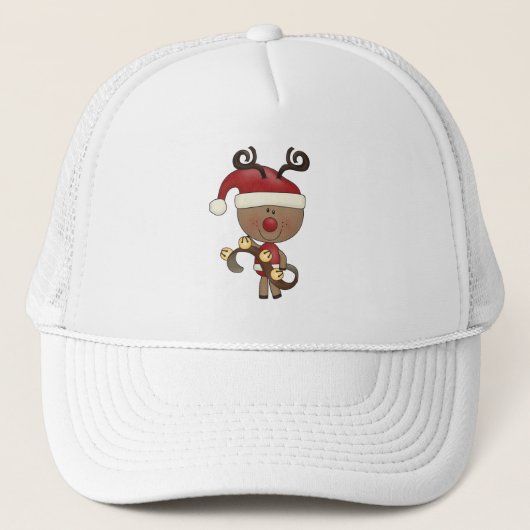 Rudy Reindeer met Klokken Trucker Pet (Voorkant)