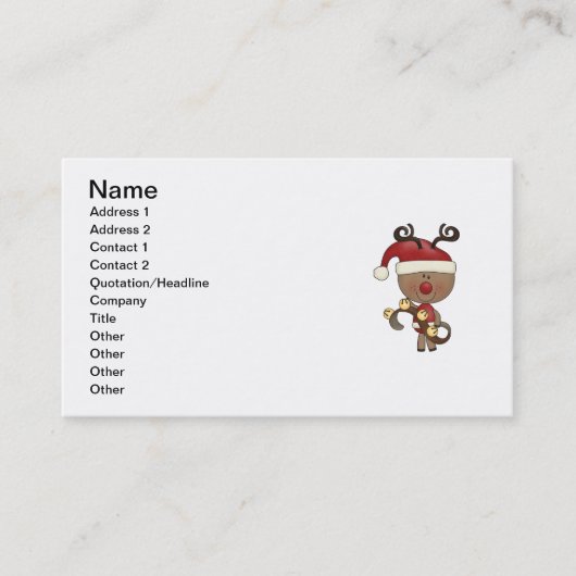 Rudy Reindeer met Klokken Visitekaartje (Voorkant)