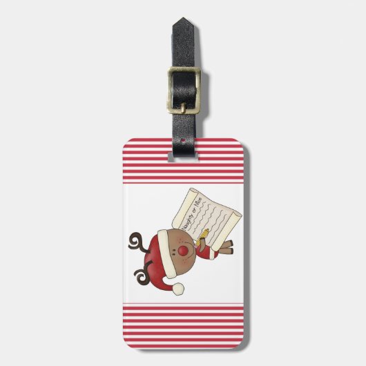 Rudy Reindeer Naughty of Nic Bagagelabel (Voorkant verticaal)