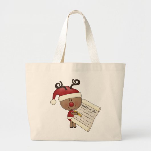 Rudy Reindeer Naughty of Nic Grote Tote Bag (Voorkant)