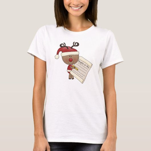 Rudy Reindeer Naughty of Nic T-shirt (Voorkant)