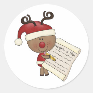 Rudy Reindeer Ondeugend of Nic Ronde Sticker