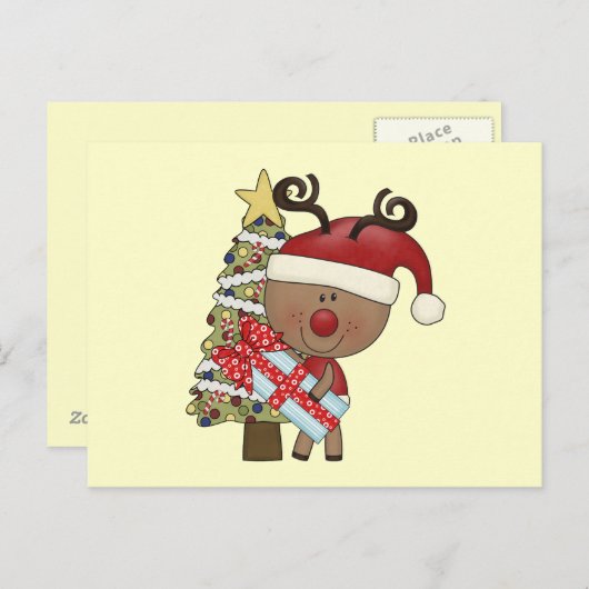 Rudy Reindeer Vakantieboom Feestdagenkaart (Voorkant / Achterkant)