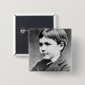 Rudyard Kipling, c.1870 Vierkante Button 5,1 Cm (Voorkant /achterkant)