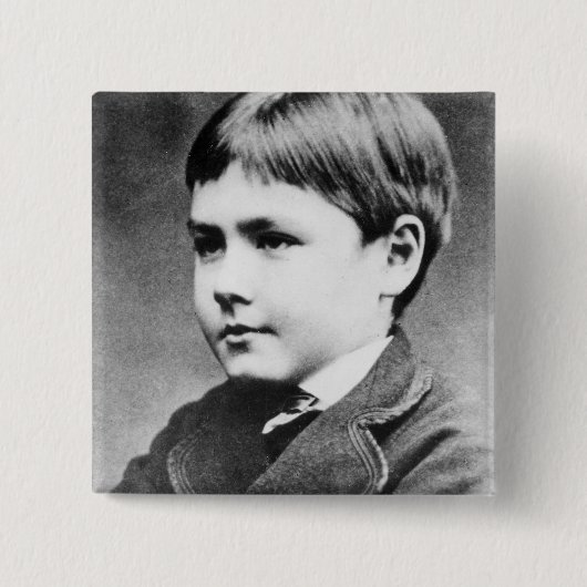 Rudyard Kipling, c.1870 Vierkante Button 5,1 Cm (Voorkant)