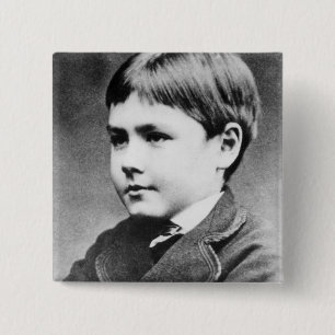 Rudyard Kipling, c.1870 Vierkante Button 5,1 Cm