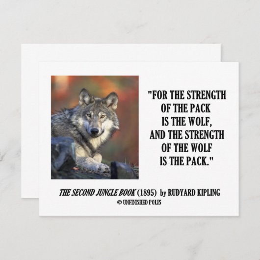 Rudyard Kipling Sterkte van de Pack Wolf Quote (Voorkant / Achterkant)