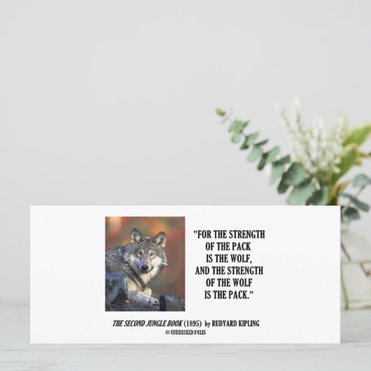 Rudyard Kipling Sterkte van de Pack Wolf Quote (Staand voorkant)