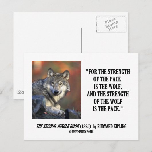 Rudyard Kipling Sterkte van de Pack Wolf Quote Briefkaart (Voorkant / Achterkant)