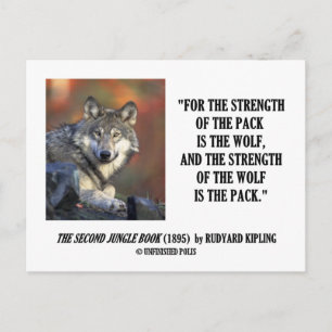 Rudyard Kipling Sterkte van de Pack Wolf Quote Briefkaart