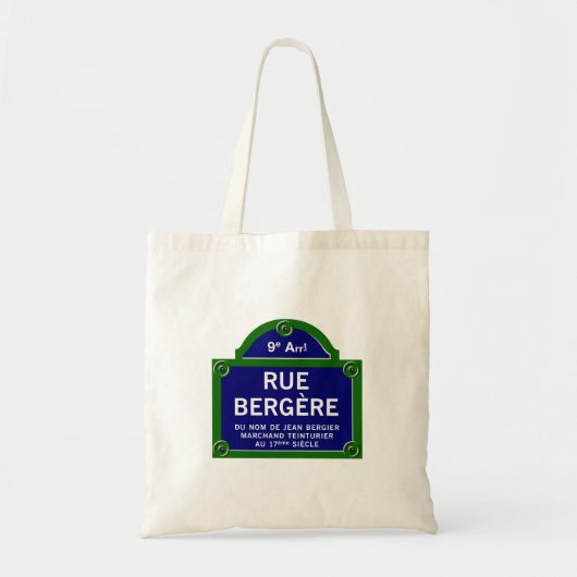 Rue Bergere, Paris Street Sign Tote Bag (Voorkant)