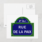 Rue de la Paix, Paris Street Sign Briefkaart (Voorkant / Achterkant)