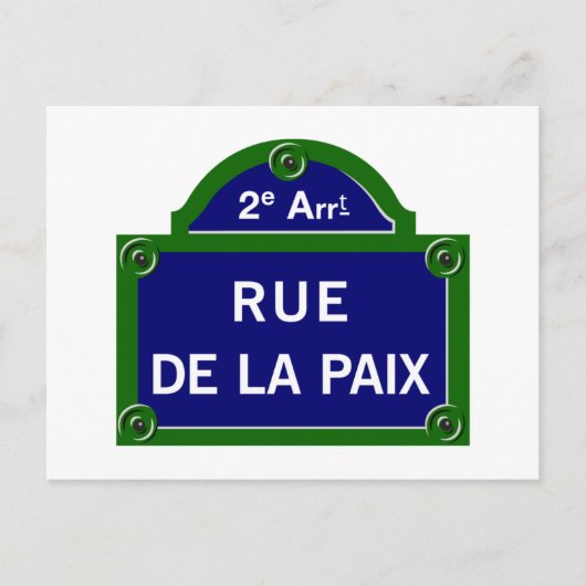 Rue de la Paix, Paris Street Sign Briefkaart (Voorkant)