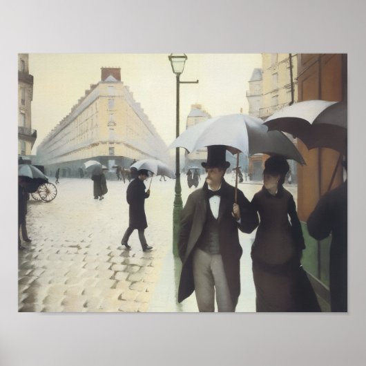 Rue de Paris par temps de pluie van Caillebotte Poster (Voorkant)
