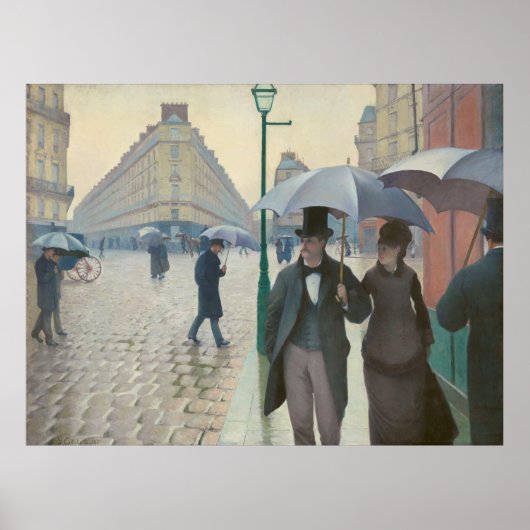 Rue de Paris Temps de Pluie door Gustave Caillebot Poster (Voorkant)