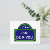 Rue de Rivoli, Paris Street Sign Briefkaart (Staand voorkant)