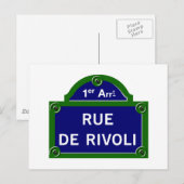 Rue de Rivoli, Paris Street Sign Briefkaart (Voorkant / Achterkant)