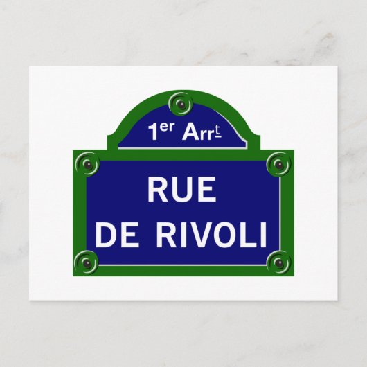 Rue de Rivoli, Paris Street Sign Briefkaart (Voorkant)