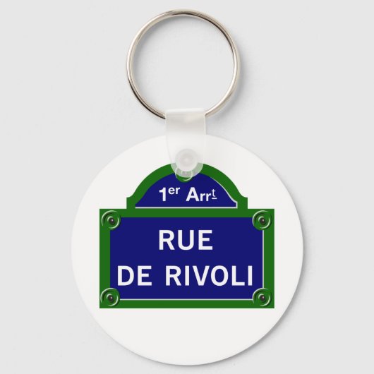 Rue de Rivoli, Paris Street Sign Sleutelhanger (Voorkant)