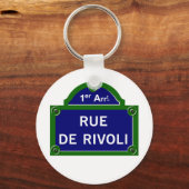 Rue de Rivoli, Paris Street Sign Sleutelhanger (Voorkant)