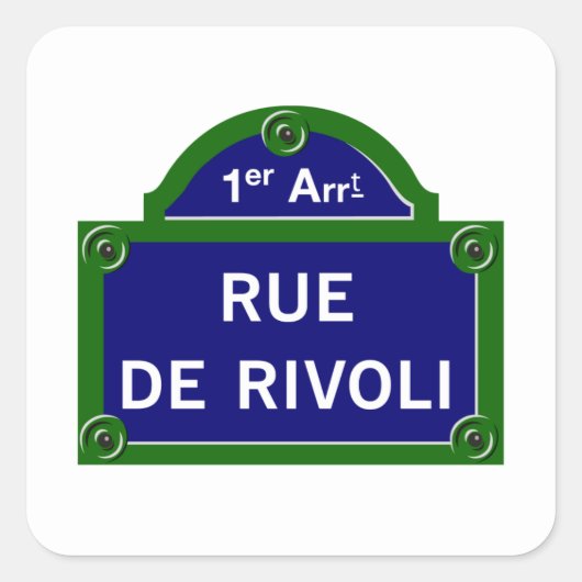 Rue de Rivoli, Paris Street Sign Vierkante Sticker (Voorkant)