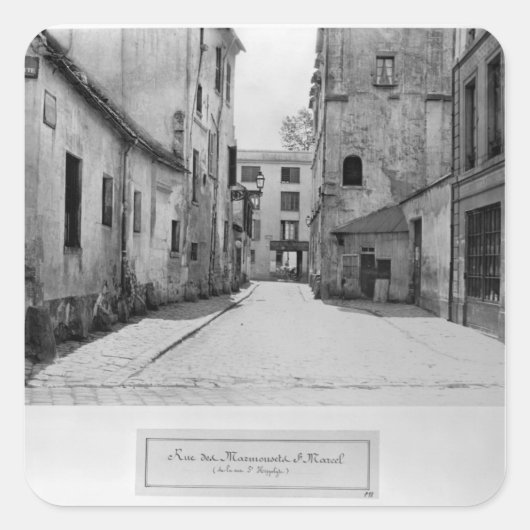 Rue des Marmousets Saint-Marcel Vierkante Sticker (Voorkant)