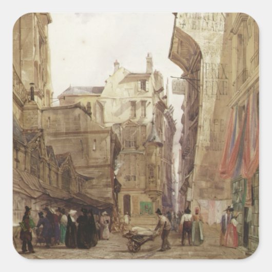 Rue des Pretes, St. Germain L'Auxerrois, Parijs Vierkante Sticker (Voorkant)