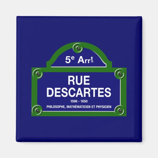 Rue Descartes, Parijs Straatnaambord Magneet (Voorkant)