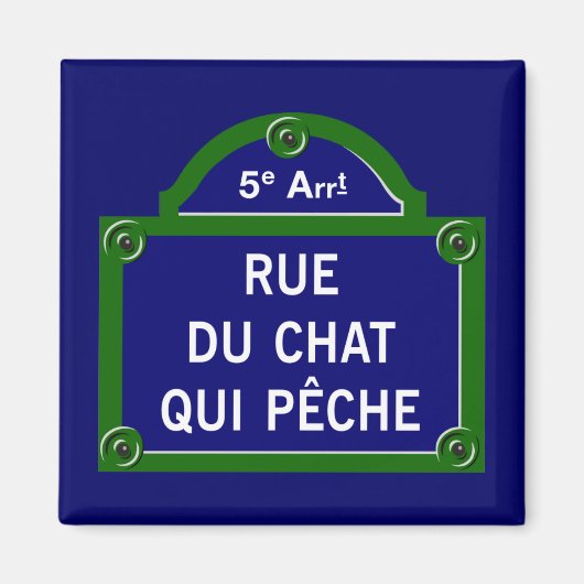 Rue du Chat qui Peche, Parijs Straatbord Magneet (Voorkant)