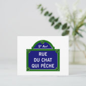 Rue du Chat qui Peche, Paris Street Sign Briefkaart (Staand voorkant)