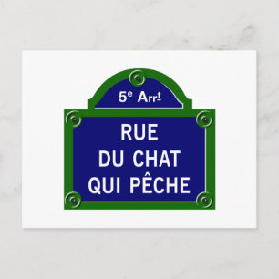 Rue du Chat qui Peche, Paris Street Sign Briefkaart