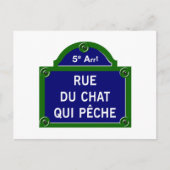 Rue du Chat qui Peche, Paris Street Sign Briefkaart (Voorkant)