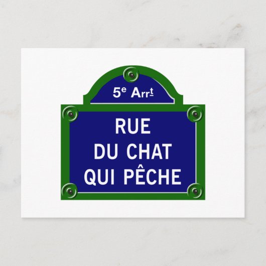 Rue du Chat qui Peche, Paris Street Sign Briefkaart (Voorkant)