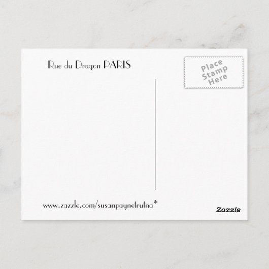 Rue du Dragon PARIS Briefkaart (Achterkant)