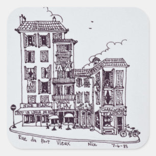 Rue du Vieux Port in Oud-Nice Nice, Frankrijk Vierkante Sticker