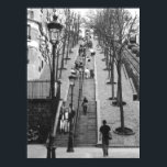 Rue Foyatier, Montmartre, poster van Parijs<br><div class="desc">Zwart-witte foto van Rue Foyatier, Montmartre, Parijs, Frankrijk. De beroemde stappen zijn ook te allen tijde beschikbaar op notiecards & wenskaarten.</div>