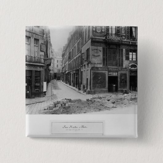 Rue Maitre Albert Paris, 1858-78 Vierkante Button 5,1 Cm (Voorkant)