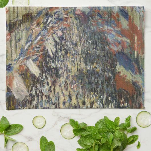 Rue Montorgueil in Parijs door Claude Monet Theedoek (Gevouwen)