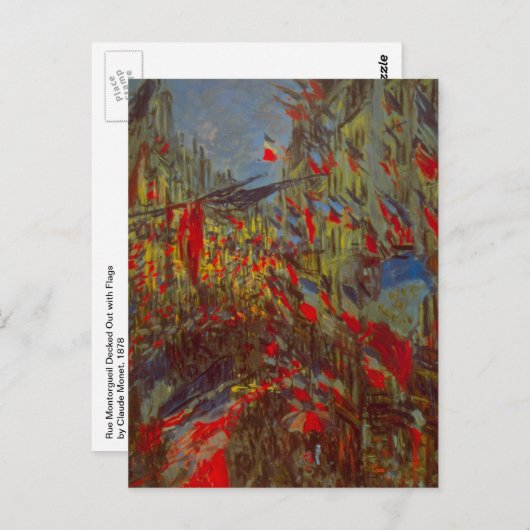 Rue Montorgueil met Flags van Claude Monet Briefkaart (Voorkant / Achterkant)