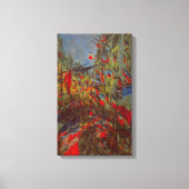 Rue Montorgueil met Flags van Claude Monet Canvas Afdruk (Voorkant)