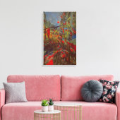 Rue Montorgueil met Flags van Claude Monet Canvas Afdruk (Insitu (Woonkamer))