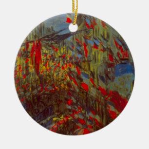 Rue Montorgueil met Flags van Claude Monet Keramisch Ornament
