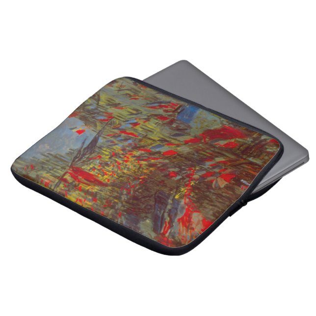 Rue Montorgueil met Flags van Claude Monet Laptop Sleeve (Voorkant top)