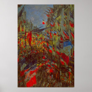 Rue Montorgueil met Flags van Claude Monet Poster