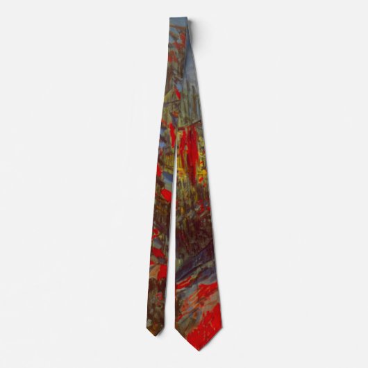 Rue Montorgueil met Flags van Claude Monet Stropdas (Achterkant)