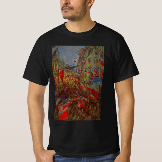 Rue Montorgueil met Flags van Claude Monet T-shirt (Voorkant)